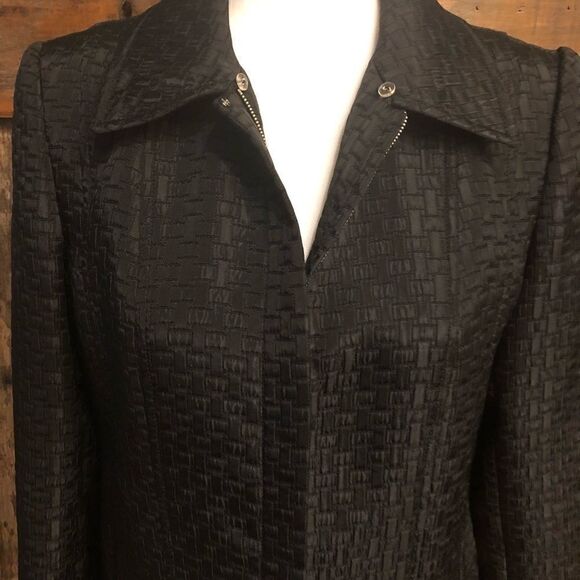 Alfani Sz S Classic Black Textured Zip-Up Career Work Office Suit Fitted Blazer - Picture 4 of 5